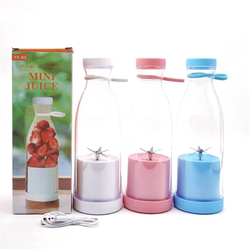 New 380ml Electric Juicer Mini Wine Bottle Blender Fruit Mixers 6 Blades Charging Juicer Cup Small Household Portable Juicer Ble