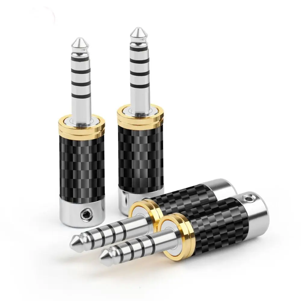 AUX Converter Rhodium Plated Earphone Plug Carbon Fiber Audio Jack Balanced Adapter 4.4mm 5 Pole Male 5 Poles Stereo Jack
