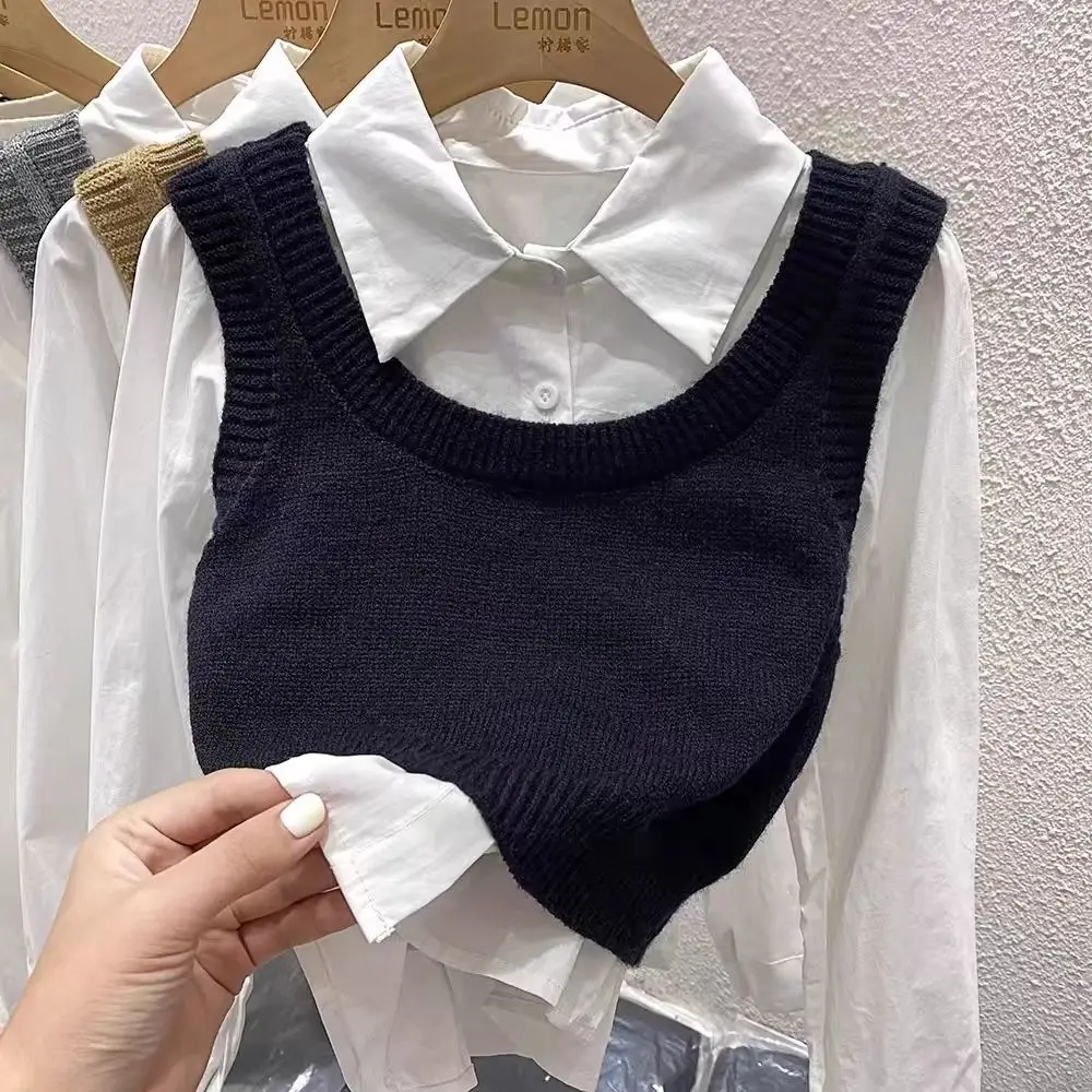 Women's Knitted Short Vest Top Spring 2024 Fashion Element Backless Commute Style Layering Outerwear Sweater Small Vest