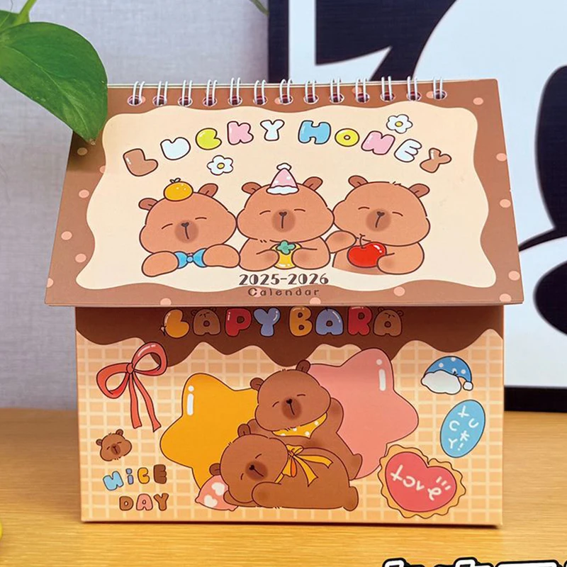 

2026 Cartoon Capybara Desk Calendar With Storage Function Cute Creative Diary Weekly Planner Fashion Desktop Small Ornament