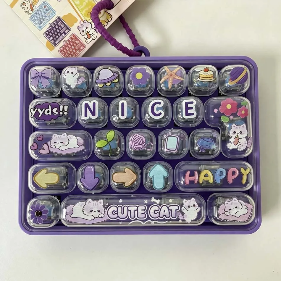 26 Grid Keyboard Keycap Clicker Anti-stress Key Cap Keychain Bag Pendant Cartoon Fidget Keyboard Keychain Charms view 2