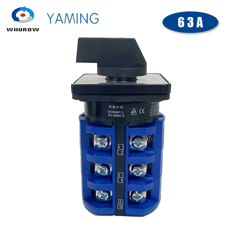 YMW26-63A Series LW26 690V Silver Contact Control Power 1-6 Poles 2/3 Positions Changeover Cam Switch Rotary Selector