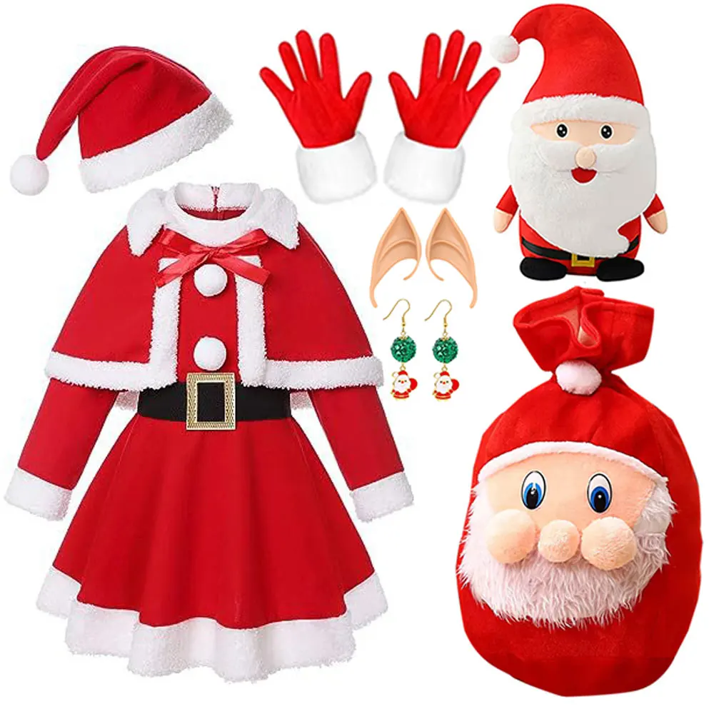 

New Year Festive Costumes with Hat Sets for Boys and Girls Cosplay Santa Claus 2025 Christmas Party Costumes + Accessories