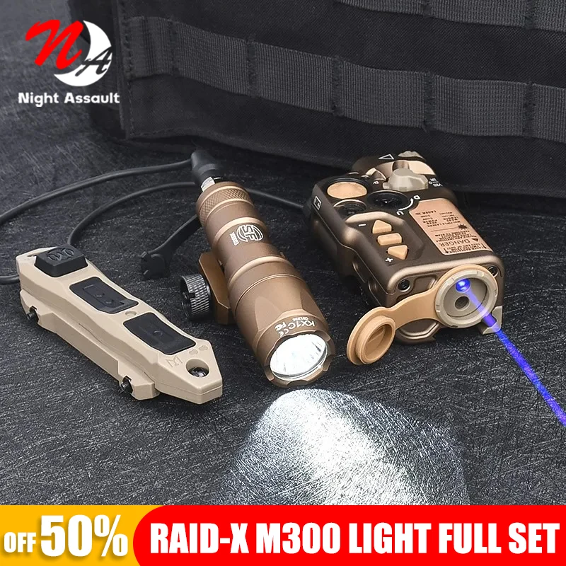 

Metal Airsoft RAID-X Indicator Wadsn M300A Flashlight Hunting Red Green Blue IR Sight RAID Laser Dual Function Pressure Switch