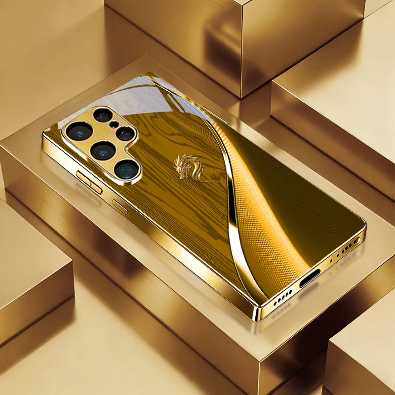 Dragon comes to operate Electroplated Golden Phone Case For Samsung A22 A32 A42 A52 A72 A23 A33 A53 A73 A34 A35 A37 A57 Cover
