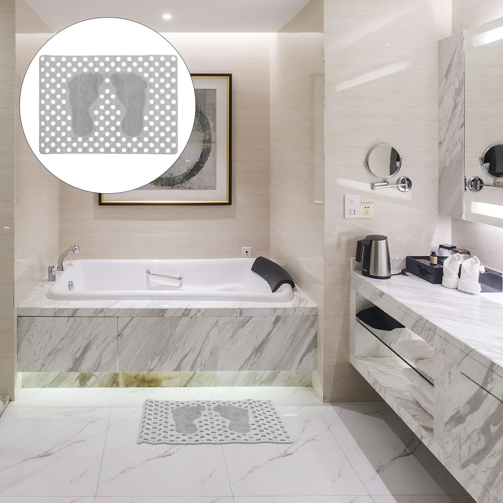 

Anti-Slip Foot Cushion Tpe Soft Non-Skid Shower Mat Bathtub Mat Floor Pad with Suction for Bathroom Safety Decoration