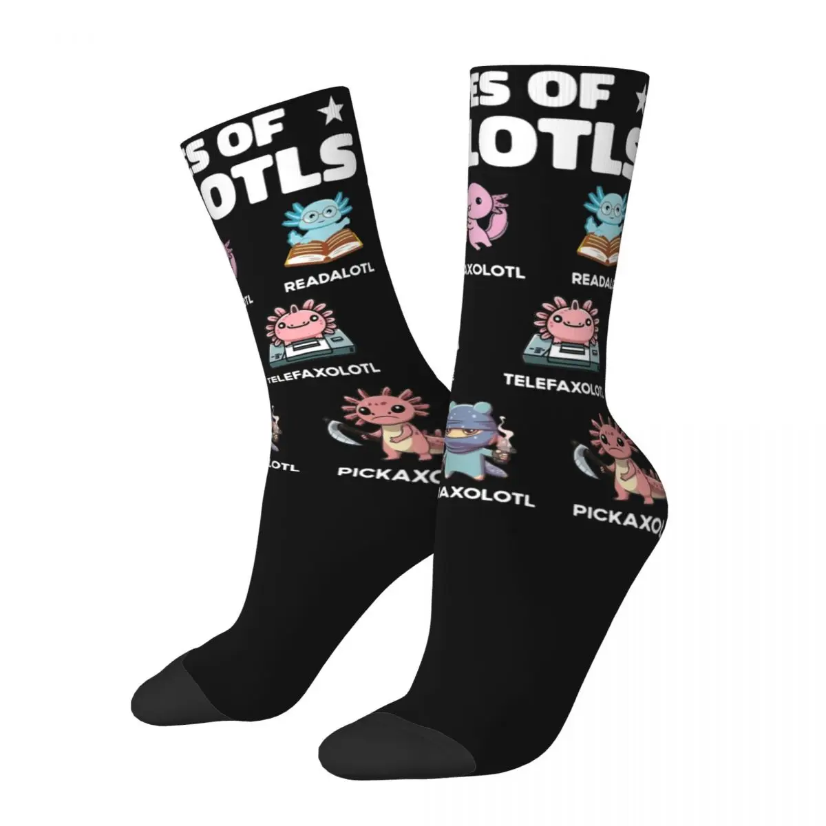 Unisex Axolotls Of The World Socks Comfortable Funny Snaxolotl Relaxolotl Gift Socks Hip Hop Middle TubeSocks Amazing Gift