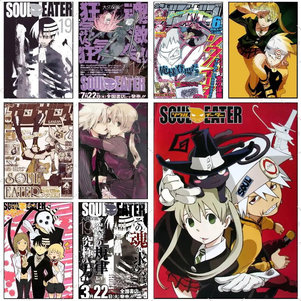 CARTOON S-soul E-Eater Anime-Poster, hochauflösender Kunstaufkleber, selbstklebende, wasserdichte Heimdekoration für das Wohnzimmer