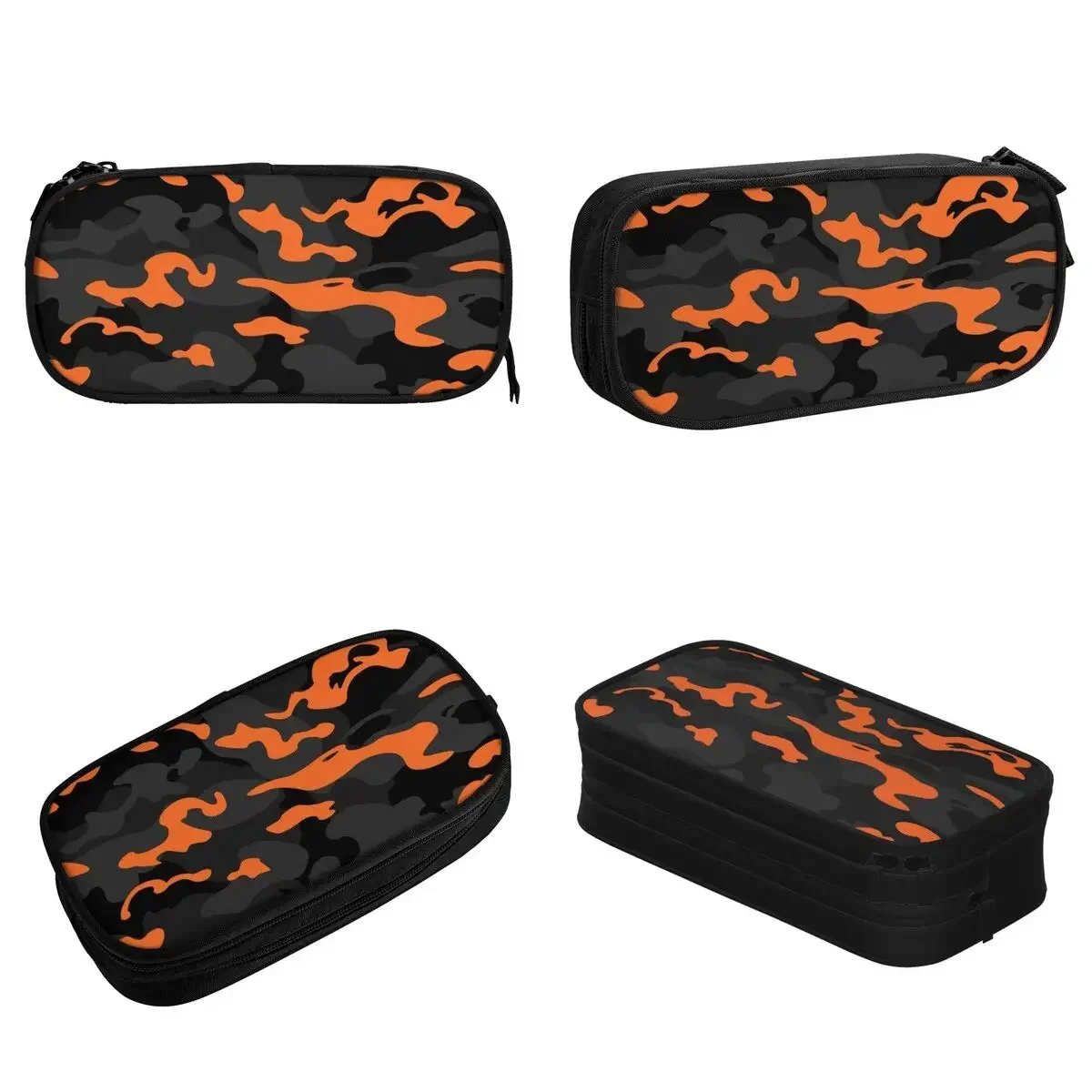 Camo Black Orange Camouflage Pencil Cases Pencil Pouch Pen Box Big Capacity Pencil Bags School Supplies Stationery