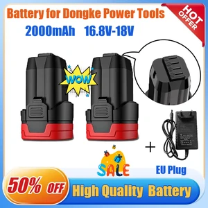 16.8V/18V 2.0Ah Battery for Dongke Brushless Hand Drills Tapping Cordless Impact Drills  Household Electric Screwdrivers