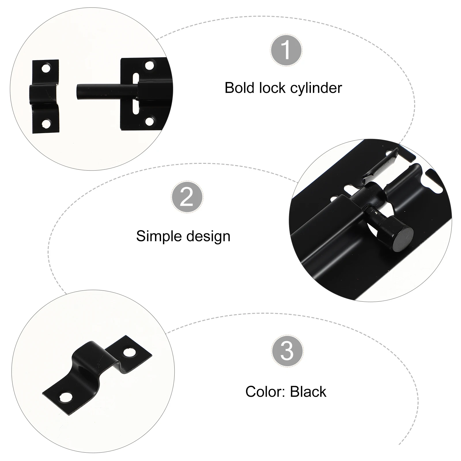 

4 Pcs Anti-theft Door Bolt Bolts Latch Window Locks Slide for Doors Heavy Duty inside Keyless