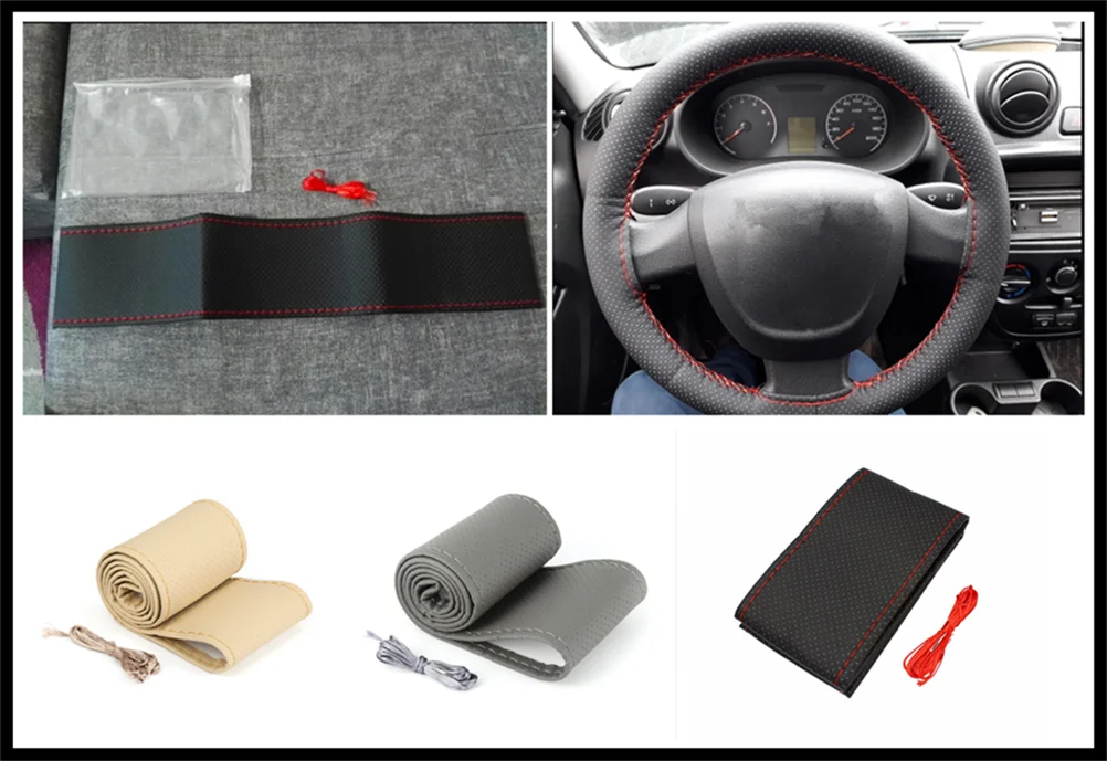 Universal car parts hand sewing steering wheel cover 36 38 40CM for Fiat Freemont Doblo 695 FCC4 500e Viaggio Strada 500C