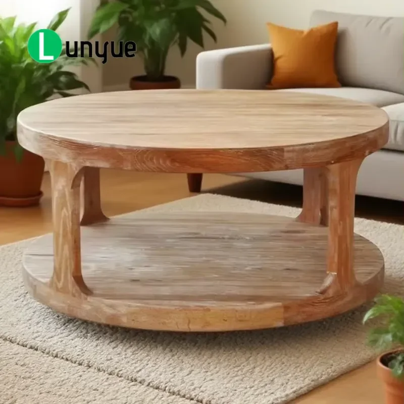 Solid Oak Coffee Table French Farmhouse Style Modern Living Room Furniture Durable Wood Center Table for Home Decor