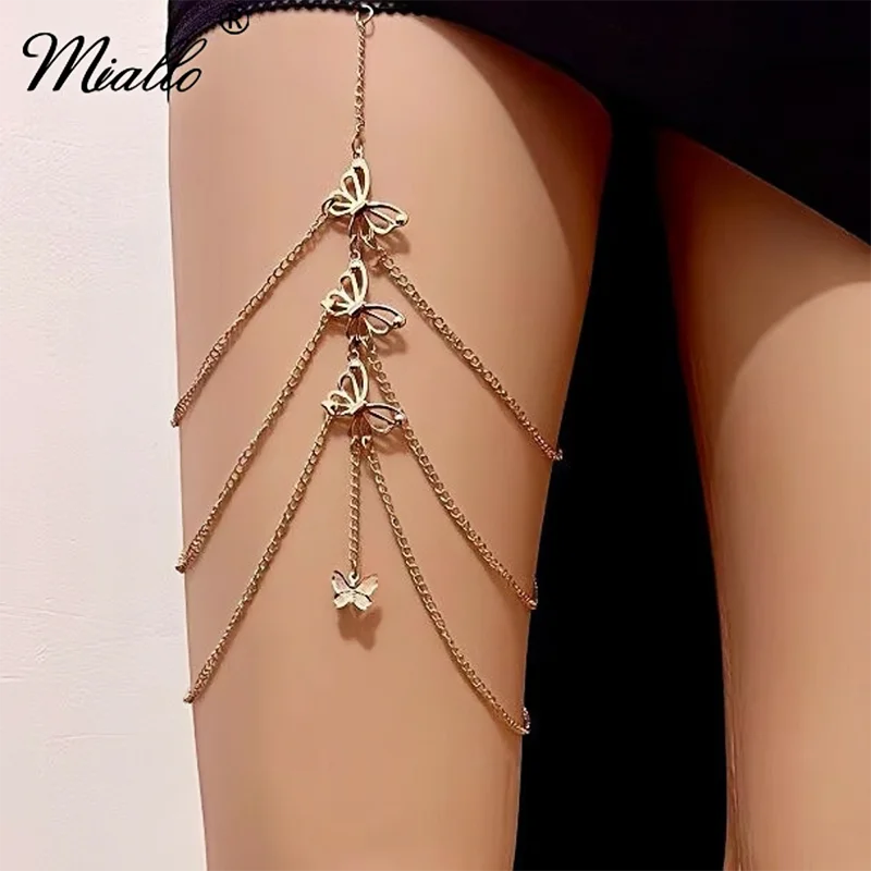 Miallo Butterfly Leg Chain Sexy Accessories Female Thigh Decoration Tassel Body Chain Spice Girls Jewelry Gift Holiday