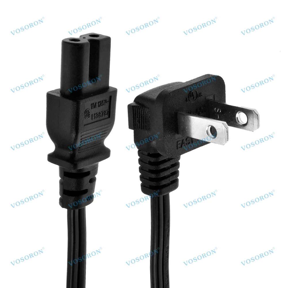 

Шнур питания 18AWG под углом 90 градусов — NiEMA 1-15P — IEC320 C7 Рисунок 8, разъем переменного тока, 2 слота, поляризованный кабель питания, вилка провода
