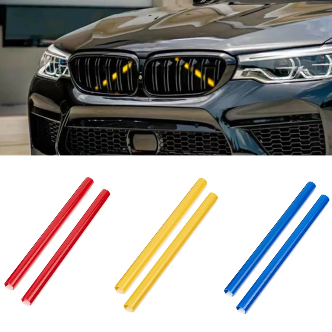 Coche M estilo deportivo rejilla delantera tira embellecedora de nariz para BMW 5 6 7 Series X1 X2 F10 F11 F12 F01 F02 F03 F04 F48 F39 accesorios de coche