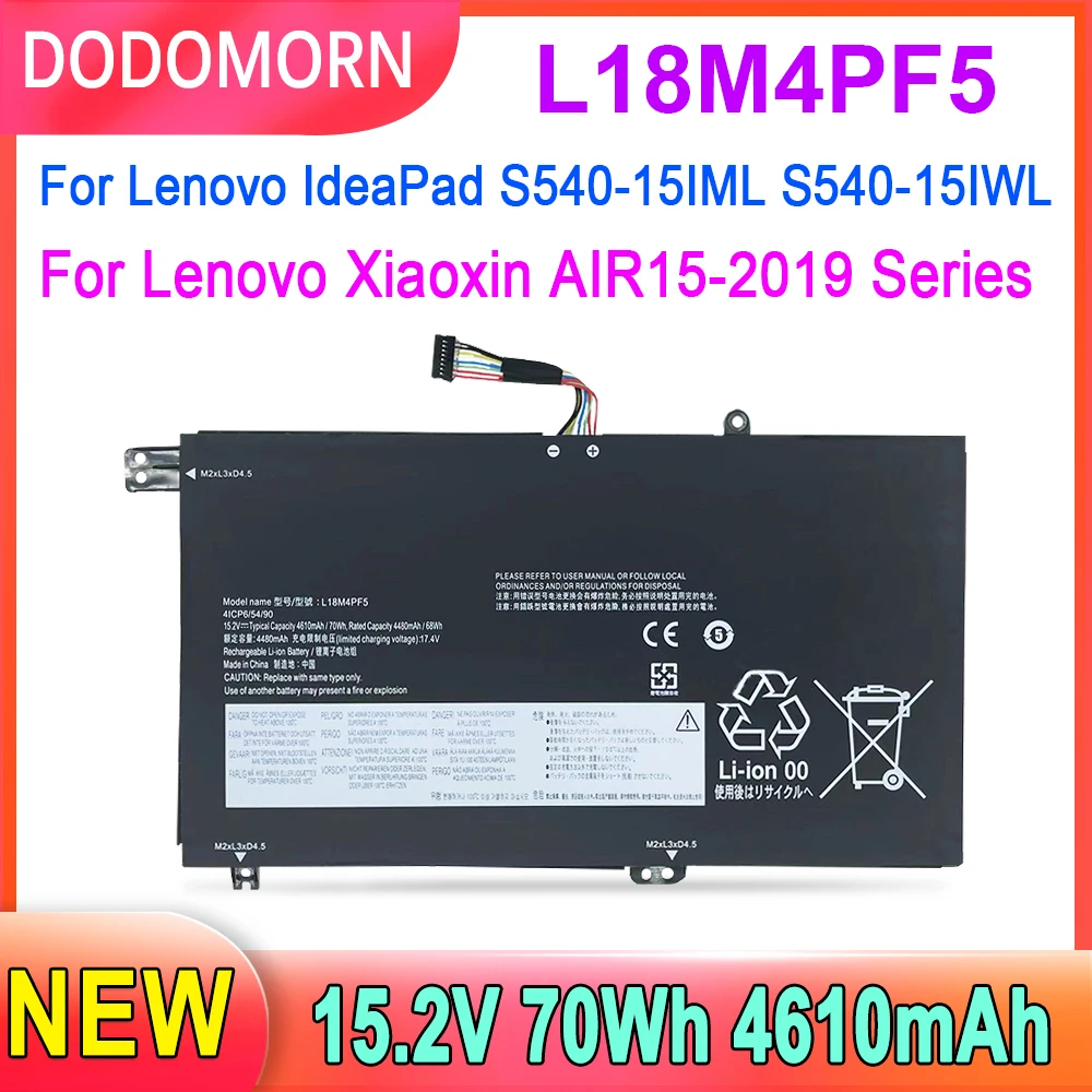 

Аккумулятор для ноутбука DODOMORN L18M4PF5 для Lenovo Xiaoxin AIR15-2019, для IdeaPad S540-15IML, для IdeaPad S540-15IWL,L18L4PF4 L18L4PF0