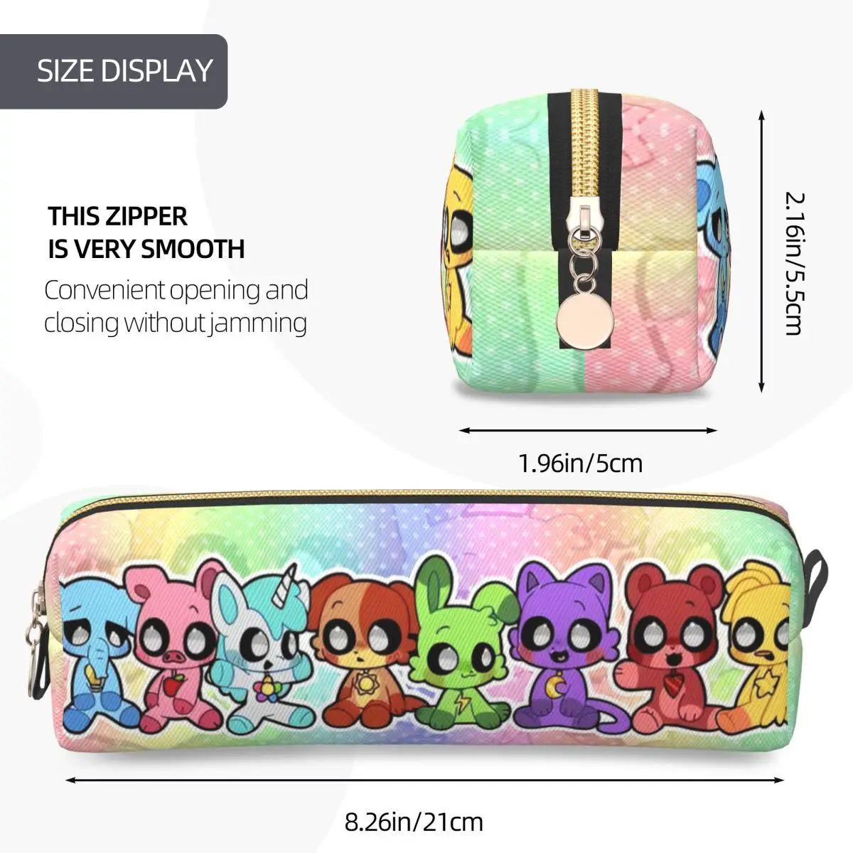 متعة قوس قزح يبتسم المخلوقات الأرجواني القط مقلمة مقلمة حامل قلم لفتاة صبي سعة كبيرة أكياس الهدايا القرطاسية