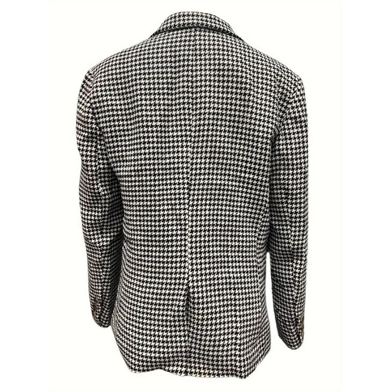 Business Style Men\'s Plaid Pattern Design Single Breasted Linen Blazer Jacket, Lapel Collar Regular Fit Leisure Party Dress Coat