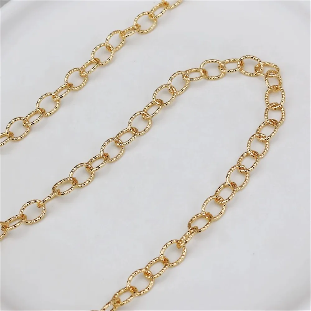 

Large Embossed 14K Gold-wrapped Open Chain, DIY Jewelry, Loose Chain, Thick Chain, Waist Chain, Korean Version, 7mm