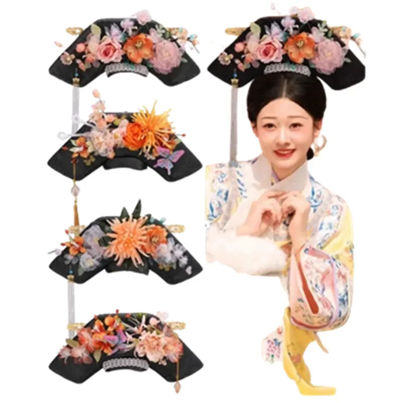 45x15cm qi tou cabelo cosplay para mulheres dinastia qing bela princesa estilos de cabelo fácil de usar retro fotografia festa headwear