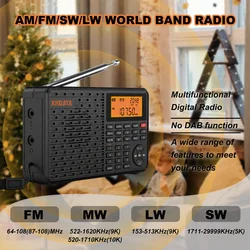 XHDATA D-109 Stereo Digital Portable Radio AM SW MW FM Radio Bluetooth Compatible Multifunctional Radio Support TF Card Player