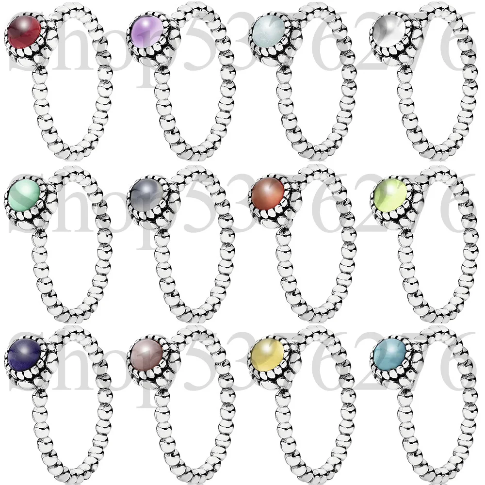 

925 Sterling Silver Twelve Months Birthstone Bloom January February March April May June Fashion Ring For Women Gift DIY Jewelry