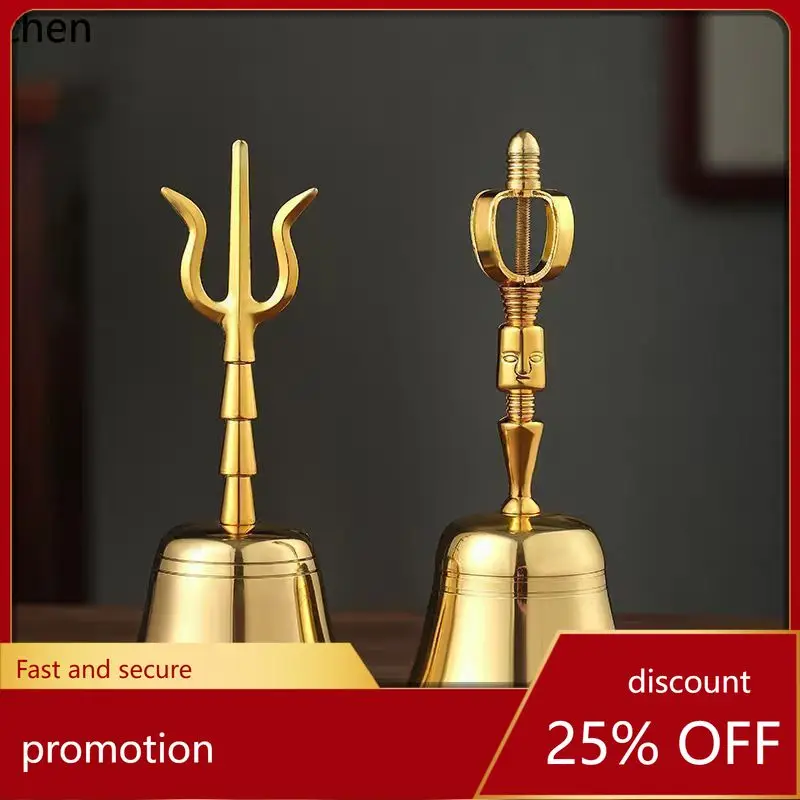 

CZ Buddhist Utensils Brass Large Hand Ringing Bells Pure Copper Feng Shui Bells King Kong Bells