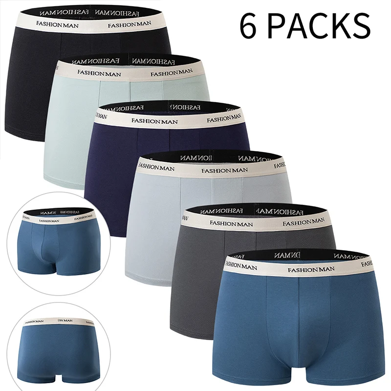 

Мужское нижнее белье из бамбукового волокна, 6 штук в комплекте, однотонное, на все сезоны, удобные дышащие боксеры больших размеров, спортивные шорты.