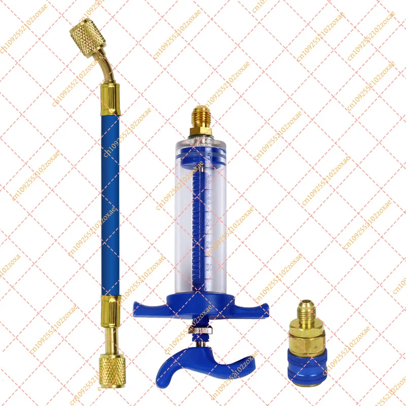 Auto A/C Oil Injector 1oz with 134a Low Side Quick Coupler, AC Dye Injection Tool, 1/4