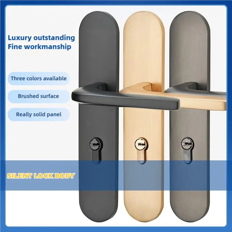 

Nordic style bedroom silent door handle Household universal zinc alloy panel lock