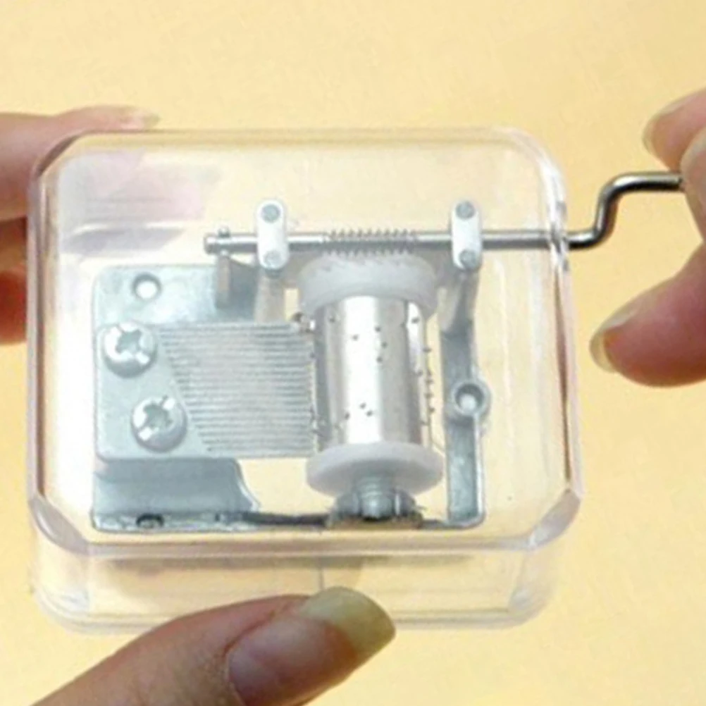 

Hand Crank Acrylic Music Box Transparent Metal Movement 18 Notes Rhythm Castle in The Sky Melody Unique Gift for Any Occasion