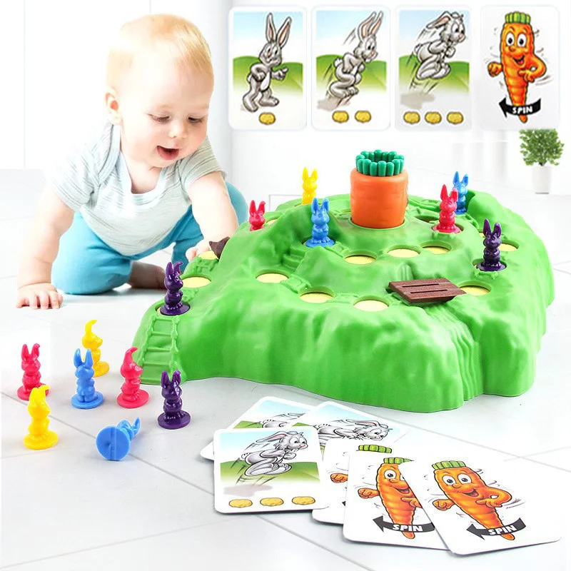 

Rabbit Trap Game Toy Rabbit Cross Country Race Spinning Turnip Drop Board Game Toy Early Education Children Board Game Toys