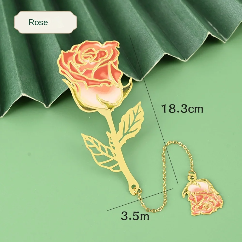 Metal Bookmark com libélula pendente, Folha de lótus, Presente do dia dos namorados, Rosas, Rosa, Folhas de Ginkgo Biloba, Page Marker