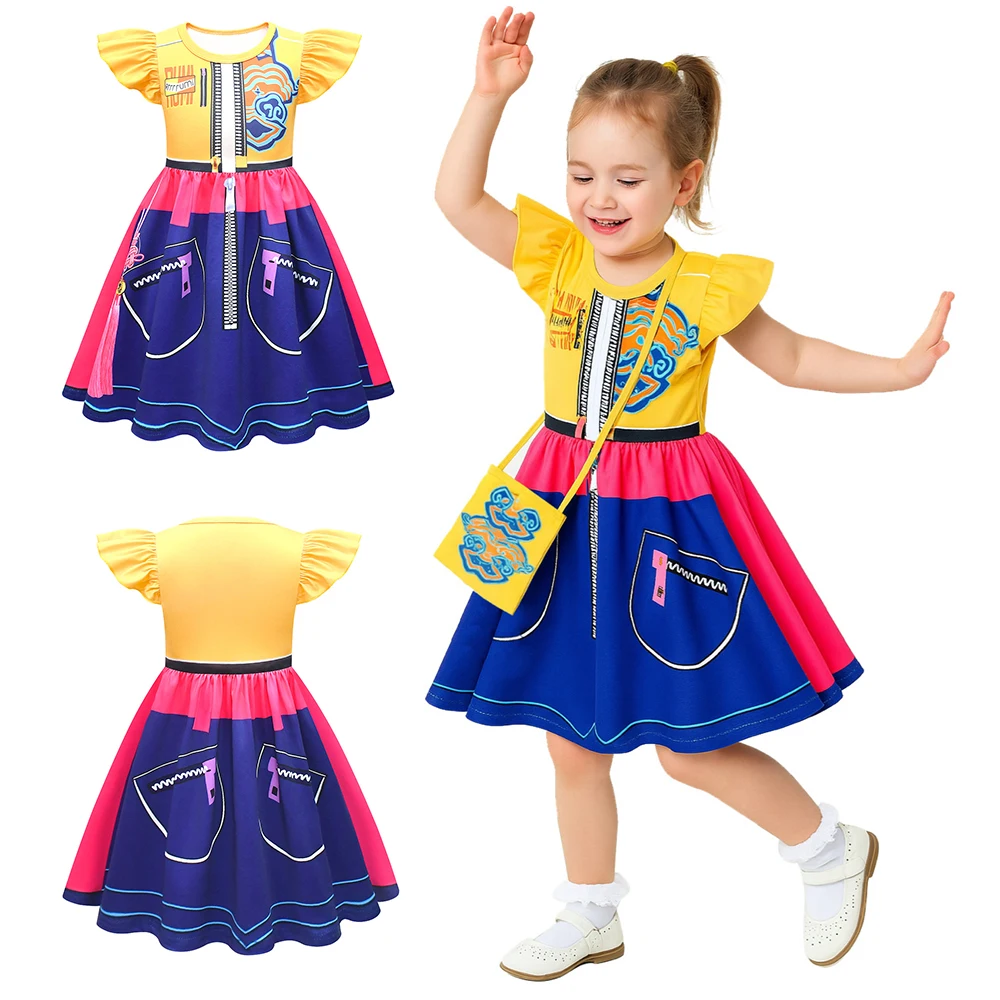 

K-Pop Witch Hunter Same Style Rumi Cosplay Halloween Costume Dress With Bag 2Pcs Girls Party Dresses Print Daily Girl Dresses