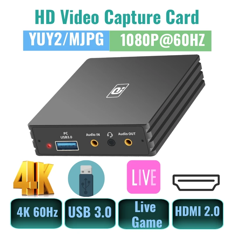 

Game Video Capture Card for Live Streaming and Recording USB3.0 Loop out HDMI compatible with Mic Record for PS4 /Xbox /Switch