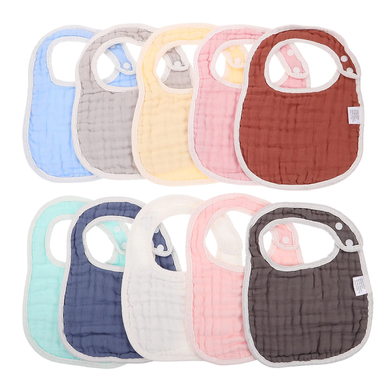 

10Pcs Baby Bibs Plain Solid Color Soft Newborn Drool Towels U-Shaped Feeding Spill-Proof Infant Toddler Meal Accessories