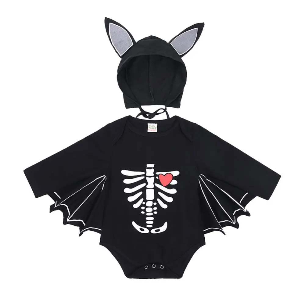 Baywell Autumn My First Halloween Suit Newborn Baby Boy Cosplay Costume Infant Pumpkin Bat Hoodie Bodysuit 0-18 Months