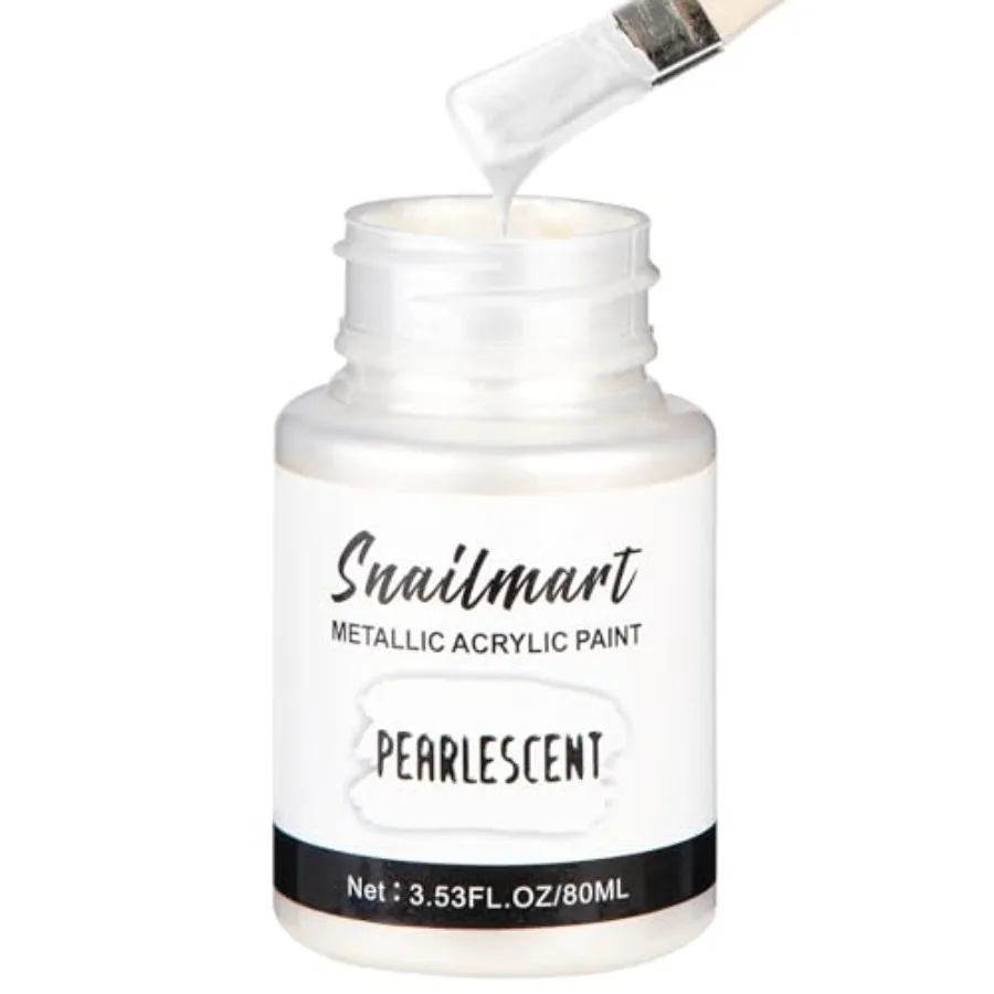 

Acrylic Paint Metallic Pearlescent, 80ml Pearl Acrylic Paint with 1 Brushes for Art Painting, Hand-crafts, Non-Toxic, Non-Fadin
