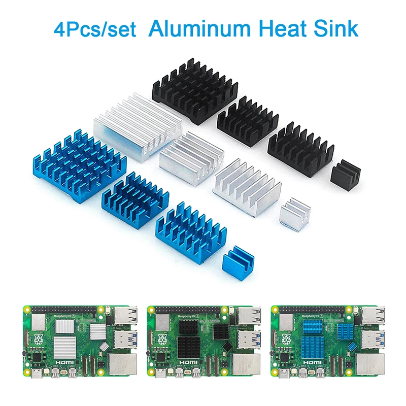 For Raspberry Pi 5 Heat Sink 4pcs Raspberry Pi 5 Aluminum Heatsink Radiator Cooling Kit Cooler For Raspberry Pi 5 Radiator
