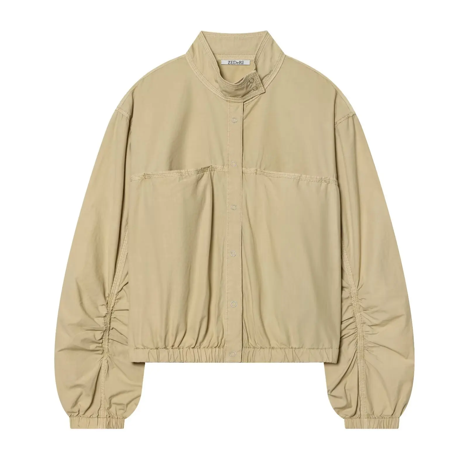 2026 Summer New Style Stand Collar Casual Workwear Style Washed Poplin Jacket for Women with Slimming Temperament