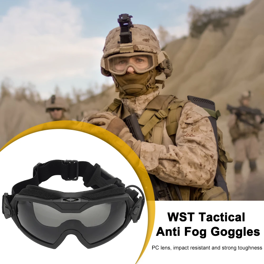 

Protective Goggles Transparent Lens Paintball Glasses with Micro Fan Scratch-resistant Eye Protection Safety Eyewear for Hunting