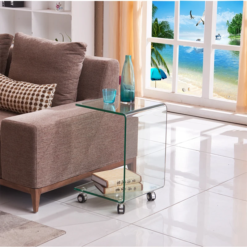 

modern mobile corner glass sofa small living room Nordic C-type side table