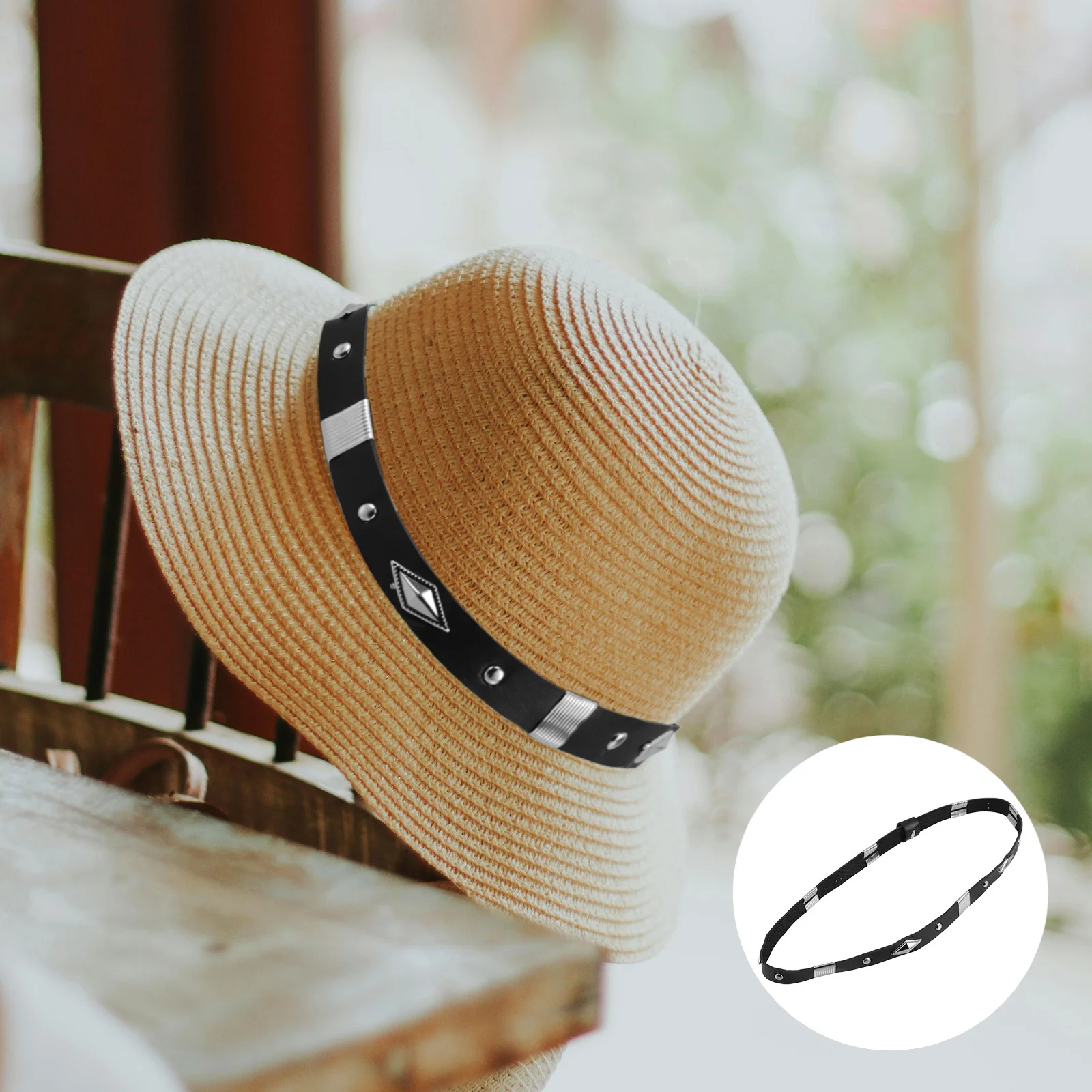 

Cowboy Hat Band Black Faux Adjustable Decorative Hat Bands For Men Women Western Accessories Straw Fedora Wide Brim