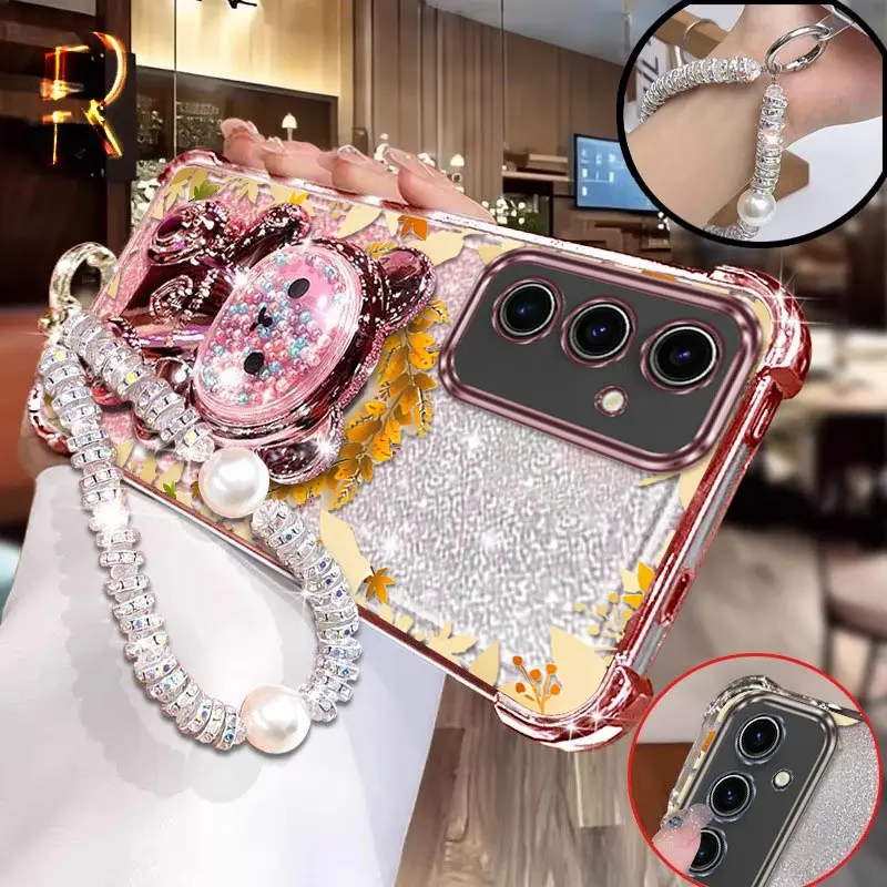 

S24 Fallen leaves Plating Bracelet Holder Phone Case For Samsung S25Ultra S23Ultra S23FE S24 S23Plus S24Ultra S24FE S25 S22Cover