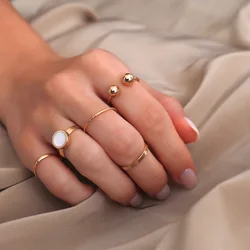 Korean New Set Rings Design Stars Moon Zircon Geometric Index Finger Ring Creative Simple Women's Daily Wear Fashion Jewelry
