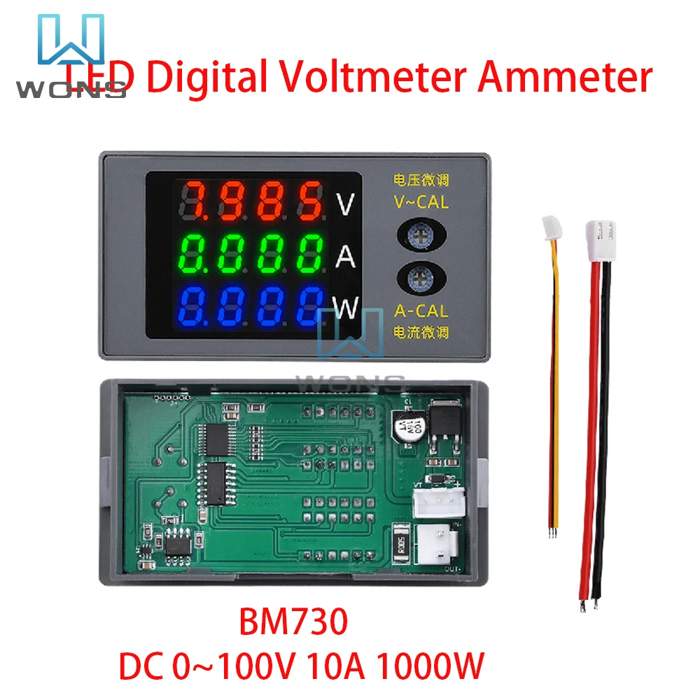 Digital Voltmeter Ammeter Wattmeter DC0-100V 10A 1000W Voltage Current Energy Meter Power Meter Voltage Detector Current Meter