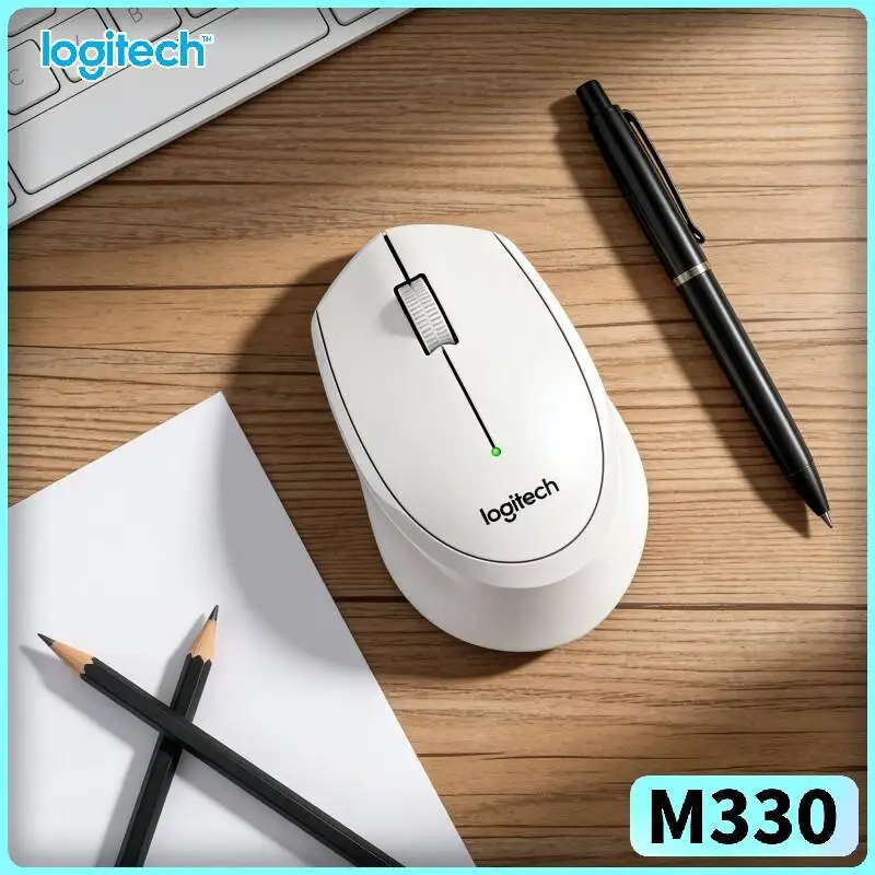 Logitech M330 Wireless Mouse Silent Clicks 2.4GHz USB Receiver Glossy Finish for Desktop Laptop Home Dining Table Top