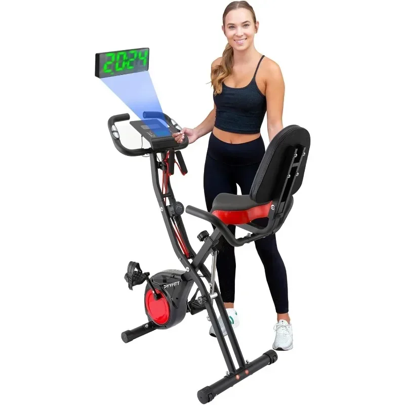 

YYFITT Luminous Digits Display,Folding Stationary Bikes for Home Seniors,Compact Workout Bike with Fully Support Backrest