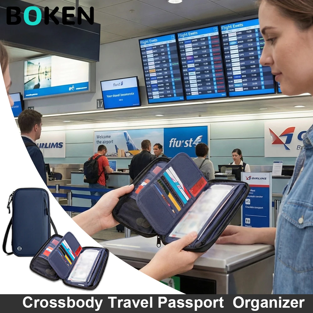 

Органайзер для документов, водонепроницаемый чехол для паспорта с RFID-защитой, кошелек для паспорта, карман для семейных поездок